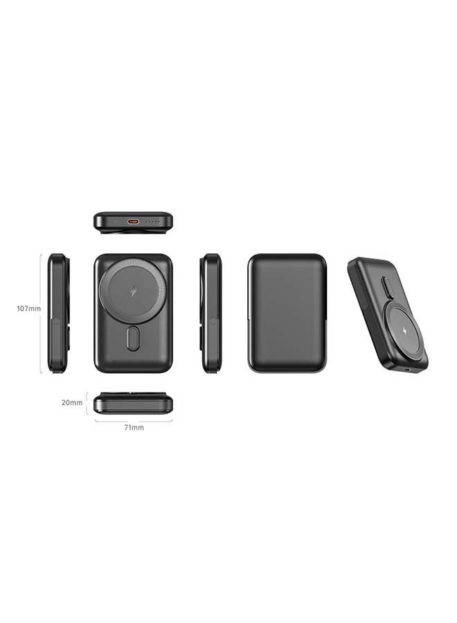 ايوسويت باور بنك iOsuite ماج سيف سعة 10000 مللي أمبير مع حامل، شحن لاسلكي مغناطيسي حتى 15 واط، شحن سريع PD 20 واط عبر تايب سي، تصميم نحيف ومحمول، متوافق مع ايفون 16 و15 و14 – أسود - Image 4